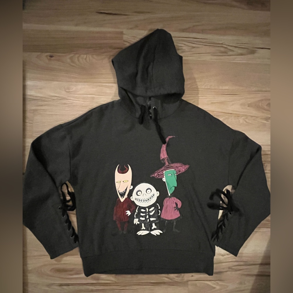 Nightmare Before Christmas Hoodie Women’s M Grey Lock Shock Barrel NBX Disney